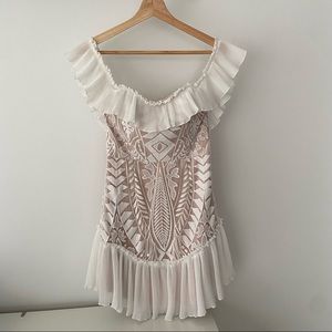 Off The Shoulder Boho White Mini Dress Selfie Leslie Hello Molly American Thread